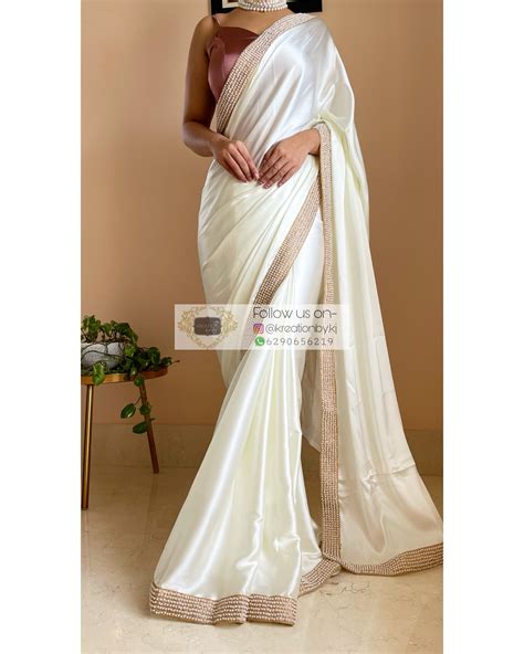 Cream Mother Of Pearl Saree – kreationbykj