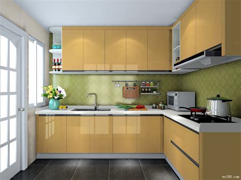 L型厨房布局效果图 4平整体空间简约清新_维意定制家具商城
