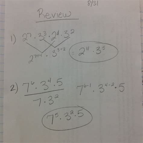 Division of Numbers in Exponential Notation - Mrs. Whitehead's Math