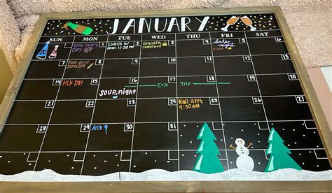 January Chalkboard Calendar | Chalkboard calendar, Chalkboard wall ...