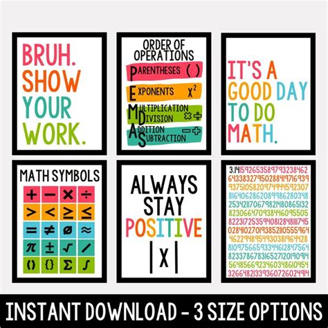 Bright Math Classroom Posters, Classroom Decor, Classroom Posters, Math Poster, Math Classroom ...
