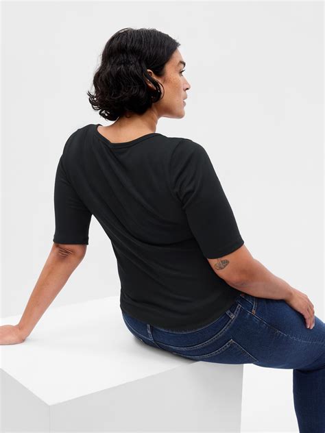 Mini Rib Scoop Neck T-Shirt | Gap