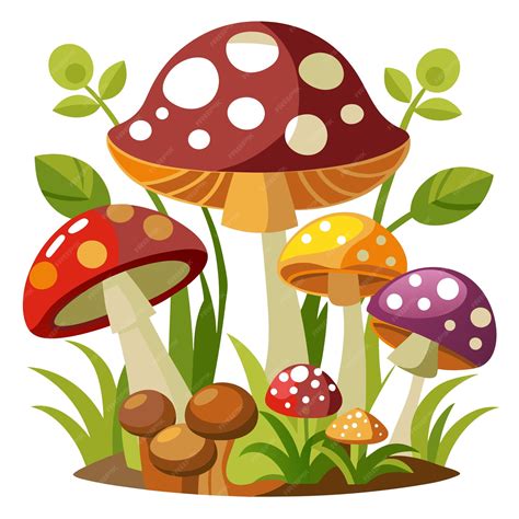 Mushrooms clip art and Vector Design With a White Background | Premium ...