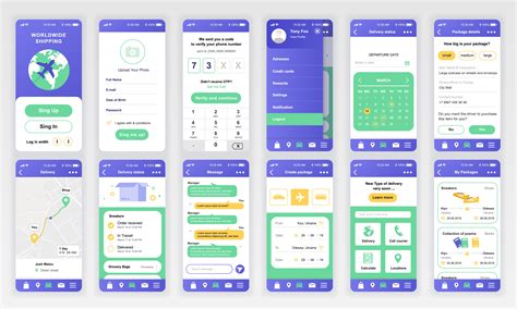 Set of UI, UX, GUI screens Delivery app flat design template for mobile ...