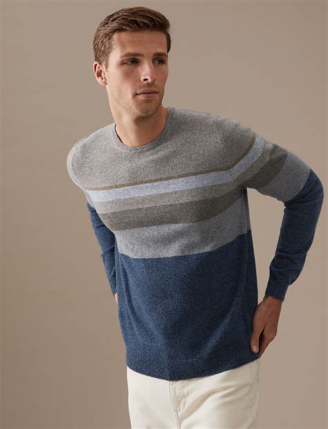 Buy Pure Cashmere Striped Crew Neck Jumper at Marks & Spencer