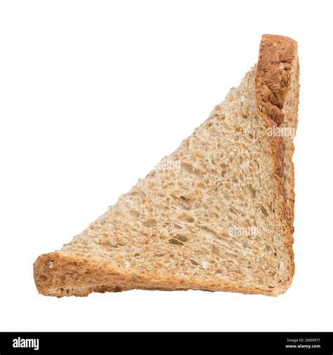 A slice of wholemeal bread being fold into triangle shape isolated on ...