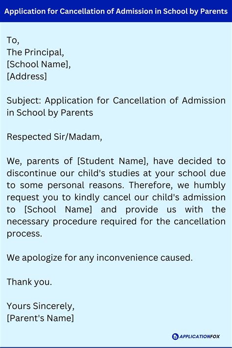 (5+ Samples) Application for Cancellation of Admission
