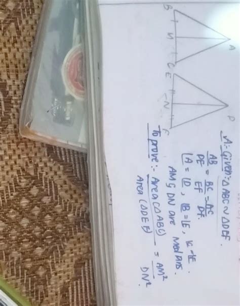 6. Prove that the ratio of the areas of two similar triangles is equal ...