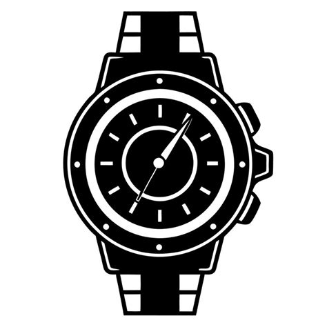 A black and white photo of a watch with a black face and a white ...