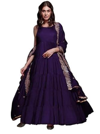 Buy FUSIONIC Purple Ruffle Sleeveless Gown Set at Amazon.in