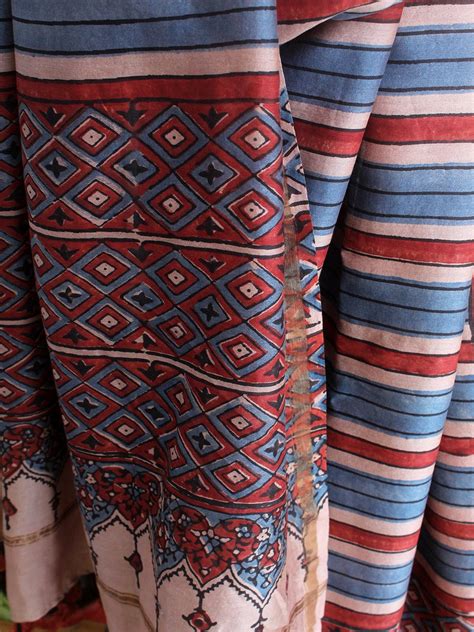 Ajrakh Hand Block Printed Chanderi Cotton Silk Dupatta – Weaves of ...