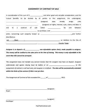 Assignable Contract - Fill Online, Printable, Fillable, Blank | pdfFiller