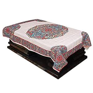 Heart Home Floral Design Cotton 4 Seater Centre Table Cover (Cream ...