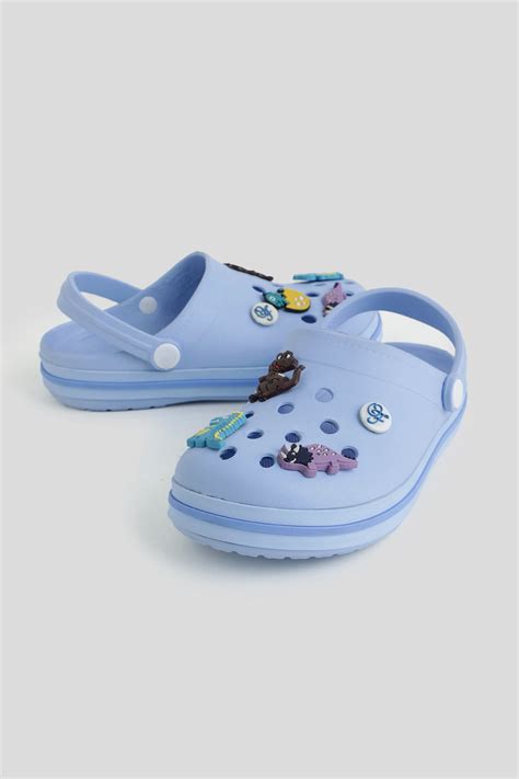 Kids Blue Dinosaur Clogs with 3D Dino Charms & Strap –| One Friday