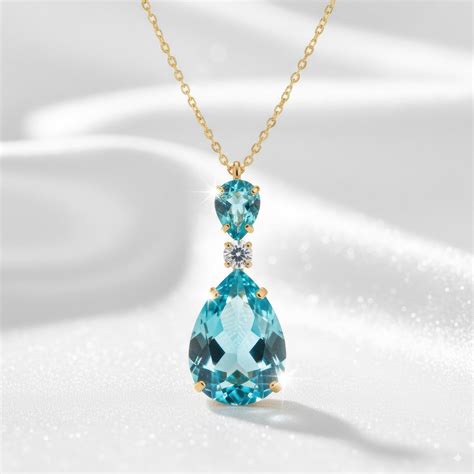 Adorn Aquamarine Drop Crystal Pendant Necklace