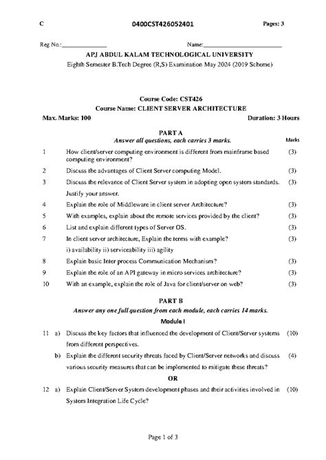 CST426 Client Server Architecture Exam Questions May 2024 - Studocu