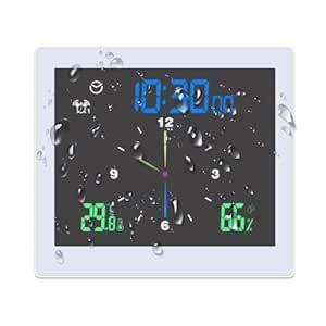 ThreeH Bathroom Clock with Alarm Waterproof Shower Timer Digital Wall ...