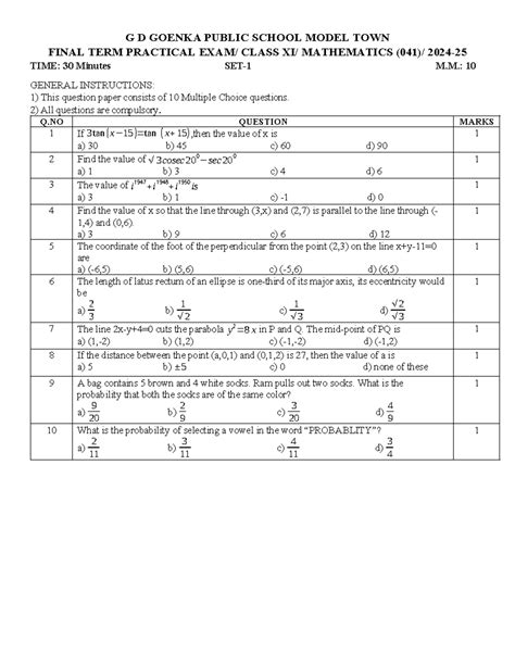 Class 11 Final Practical SET-1 2024-25 - G D GOENKA PUBLIC SCHOOL MODEL ...