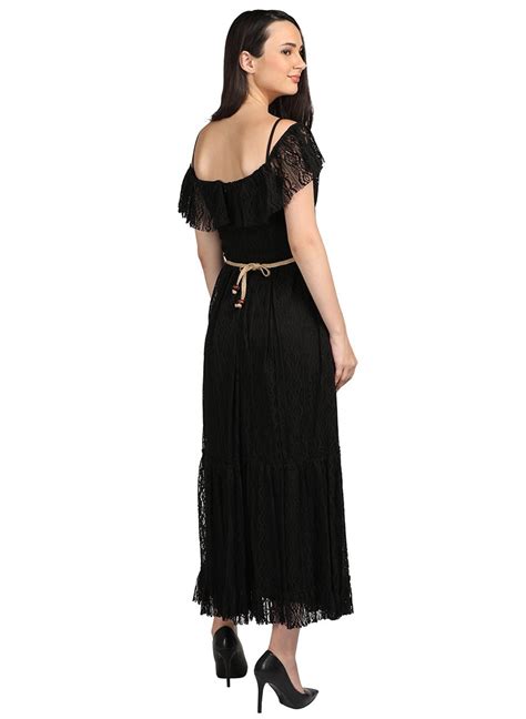 Black Elegance Off-Shoulder Strap Dress by Wyshlist