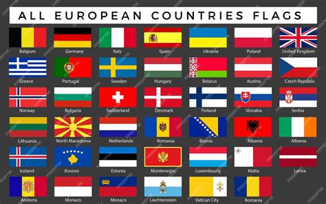 Set of flags of all european countries vector image | Premium Vector