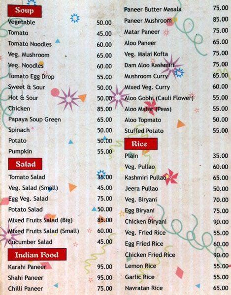 Menu at Romeo Cafe, Varanasi