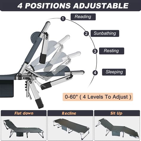 Buy MOPHOTO Adult Camping Cot Adjustable 4-Position Folding Cot ...