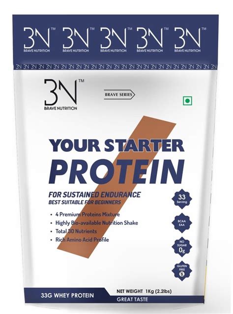 Brave Nutrition Starter Whey Protein Supplement for Lean Muscles | 33G ...