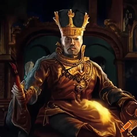 King seated on a golden throne on Craiyon