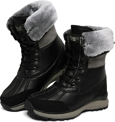 Womens Snow Boots Warm Fur Lined Winter Boots Anti Slip Ankle Boots Mid ...