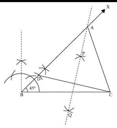 Q4. Construct a triangle ABC in which BC = 5.7cm, B = 45° and AB – AC ...