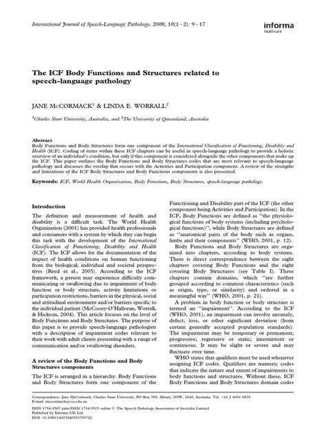 Image result for ICF Body Structure and Function