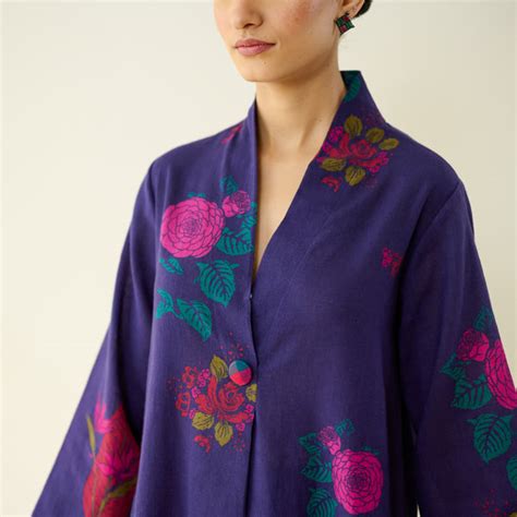 Buy Potpourri Pure Slub Cotton Kurta Set - Violet | Rustorange