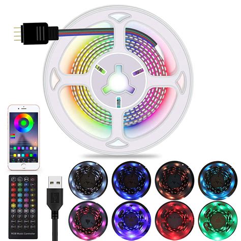 Buy LED TV Backlight, 6.56ft USB LED Light Strip with Bluetooth APP ...