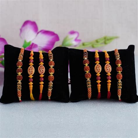 Send Set of 8 Rudraksha Rakhi Online | Rakhibazaar.com