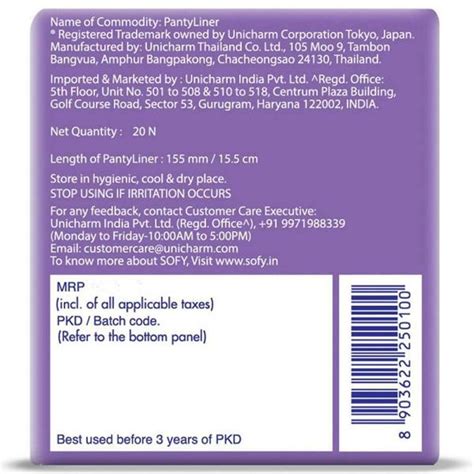 Sofy Daily Fresh Pantyliner, 20 Count Price, Uses, Side Effects ...