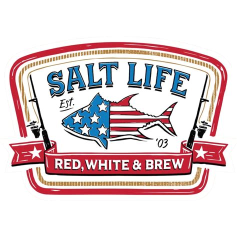 Salt Life Sticker SAD983 Red White and Brew - White