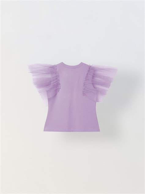 Shop Spunkies Purple Girls Solid Round Neck Flutter Sleeves Top Online