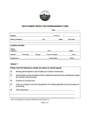 Fillable Online tetoncountyidaho Development impact fee reimbursement ...
