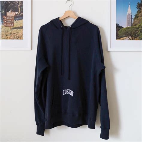 Universal Works Men's Navy Hoodie | Depop