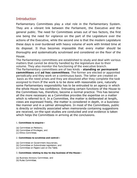 code of civil prode - Introduction Parliamentary Committees play a ...