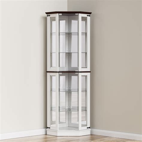 Wrought Studio™ white corner dining cabinet,lighted curio cabinets with ...