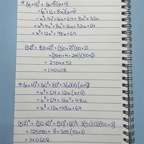 Expand (x+4)³ and expand (52)³ - Brainly.in