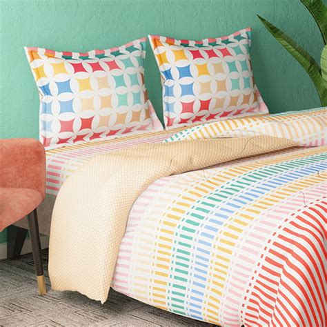 Buy POTICO Cadence Cotton 4Pcs Printed Double Bed-In-A-Bag Set from ...