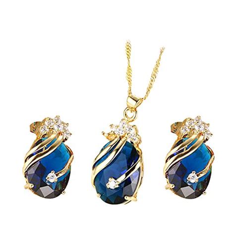 Yellow Chimes Crown Drop Blue Gold Plated Pendant Set for Girls and ...