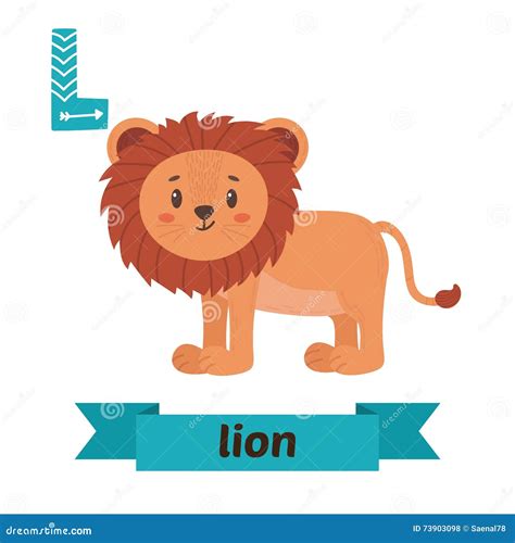 Lion. L Letter. Cute Children Animal Alphabet in Vector Stock Vector ...