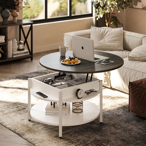 Amazon.com: FABATO Round Lift Top Coffee Table with Storage and Hidden ...