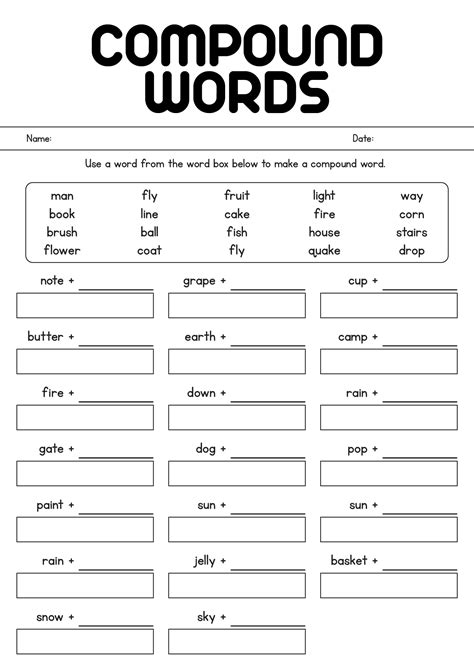 13 Compound Words Worksheets - Free PDF at worksheeto.com