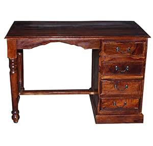 NIKUNJ Art Sheesham Wood Study Table Desk with 4 Drawer for Home (Dark ...