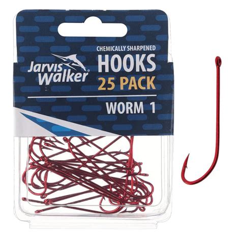 Jarvis ShanWalker Chemically Sharpened Red Worm Longk Hook | 25pcs/pkt ...
