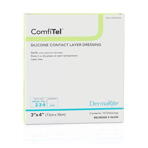 DermaRite ComfiTel Silicone Contact Layer Wound Dressing - 3 x 4 Inch